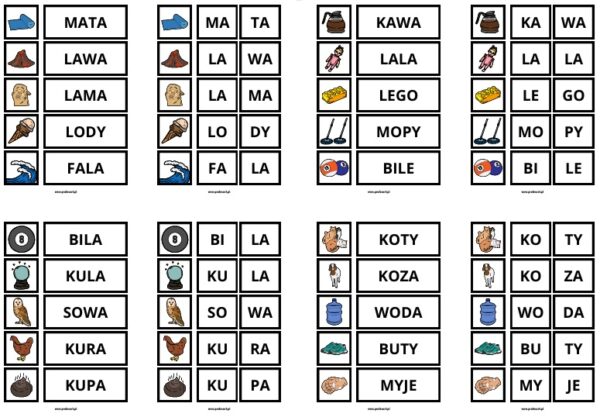 wyrazy dwusylabowe - sylaby (30 stron) pdf - obrazek 2