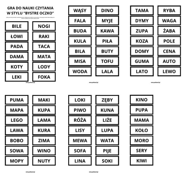 wyrazy dwusylabowe – gra (10 stron) pdf - obrazek 2