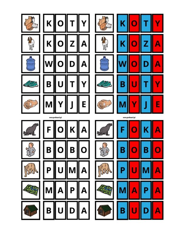 wyrazy dwusylabowe - litery (30 stron) pdf