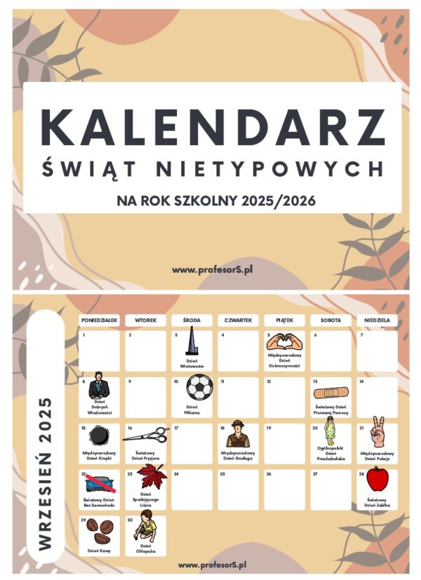 Kalendarz Świąt Nietypowych 2025/26 (13 stron) pdf