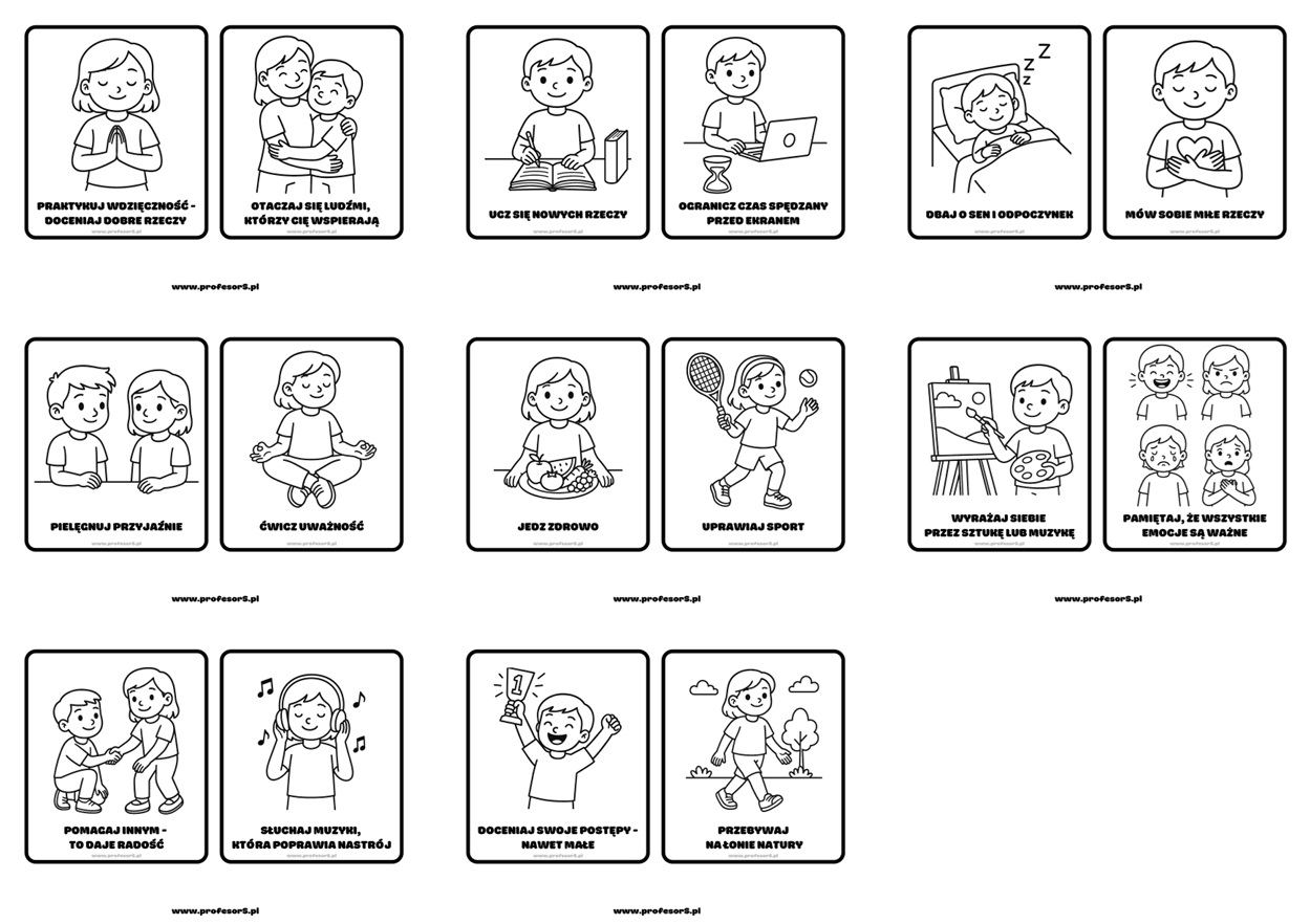 Jak dbać o zdrowie psychiczne? obrazki i kolorowanki (26 stron) pdf - obrazek 4