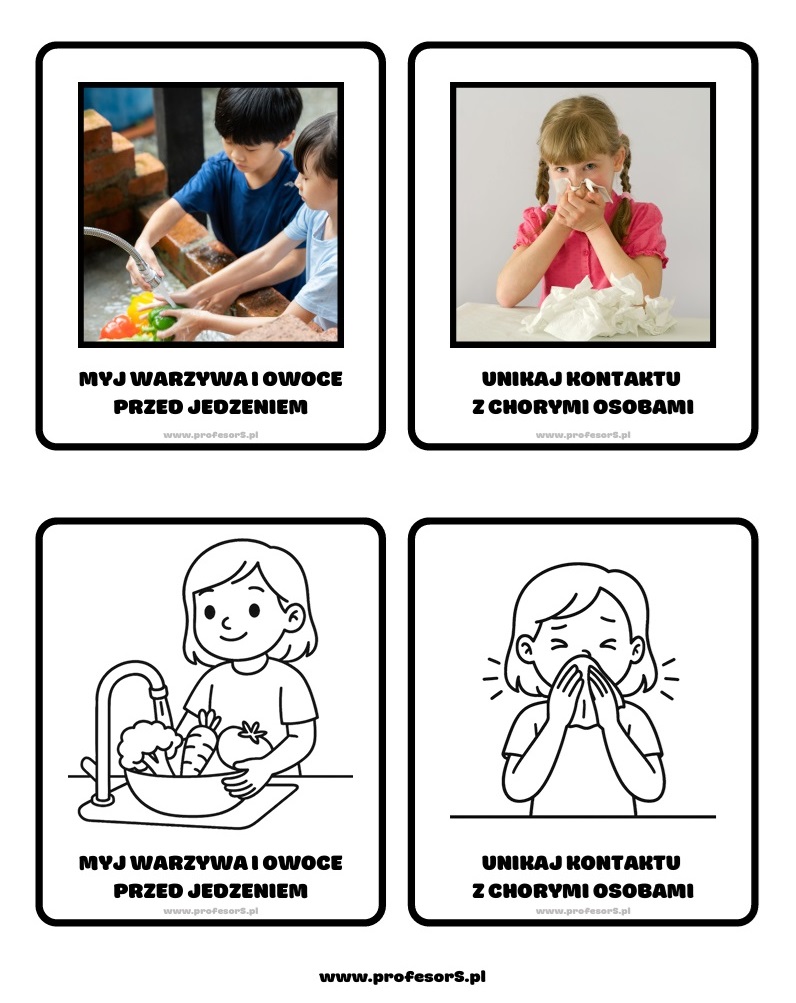 Jak dbać o zdrowie? obrazki i kolorowanki (18 stron) pdf